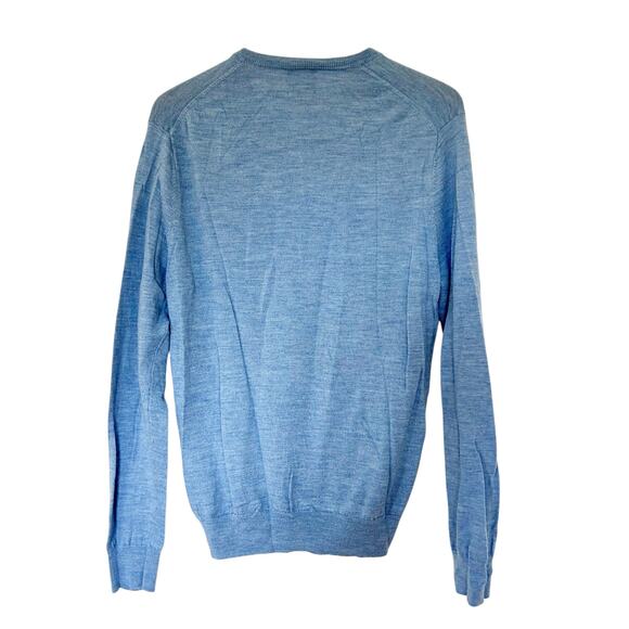 Jos A Bank Traveler Blue Merino Wool Sweater Sz L - Picture 3 of 3